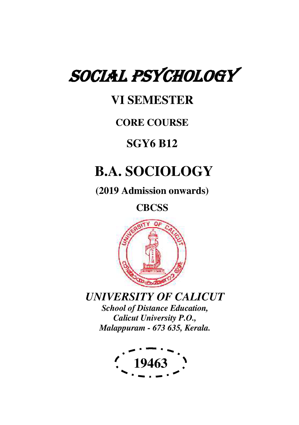 SLM-Socio- Social Psychology - SOCIAL PSYCHOLOGY VI SEMESTER CORE ...