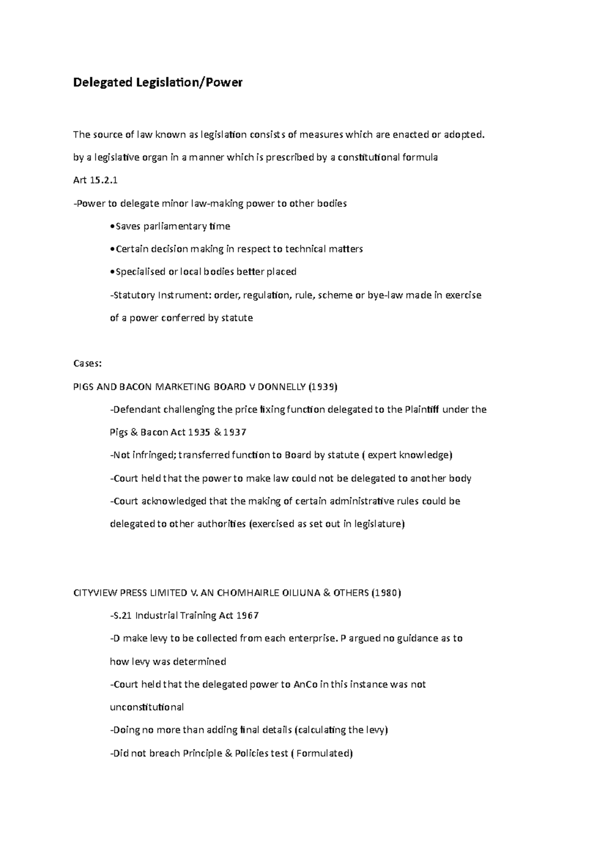 Delegate Legislation- Power - Delegated Legislation/Power The source of ...