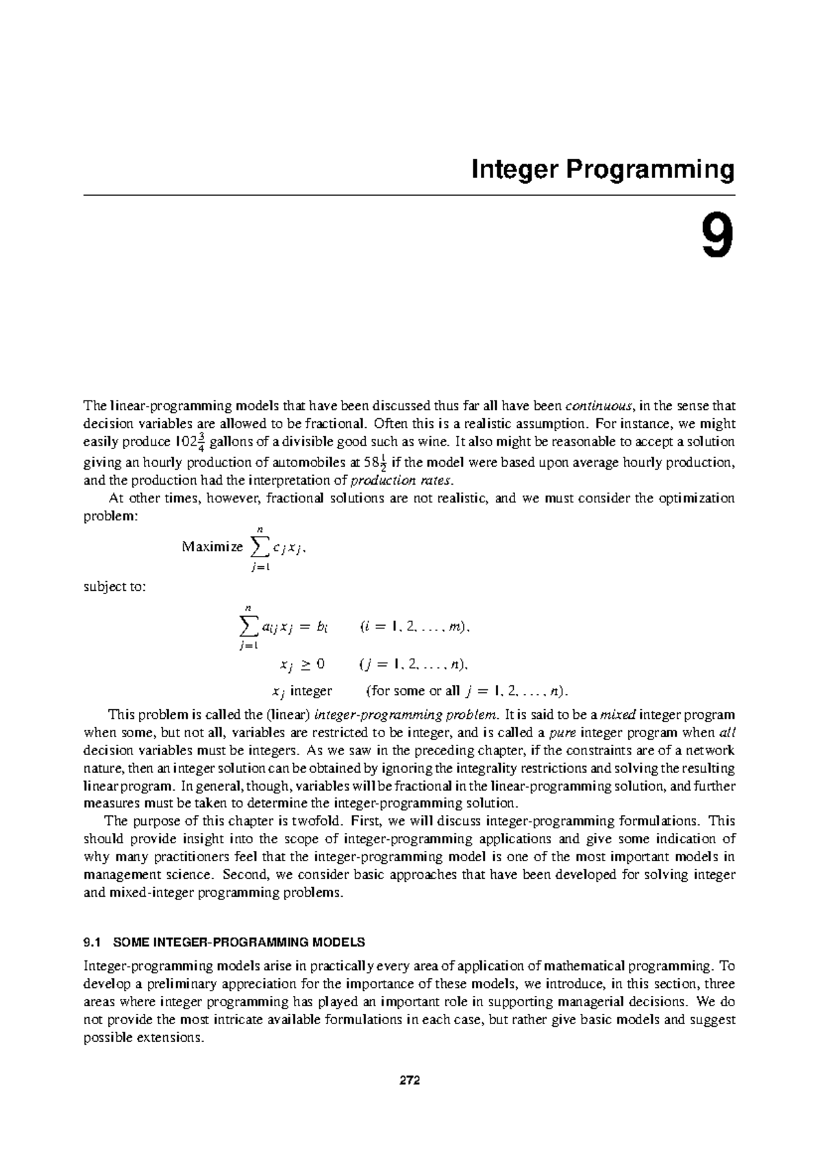 Module 4 part 2 IP - asdfghjk - Integer Programming 9 The linear ...