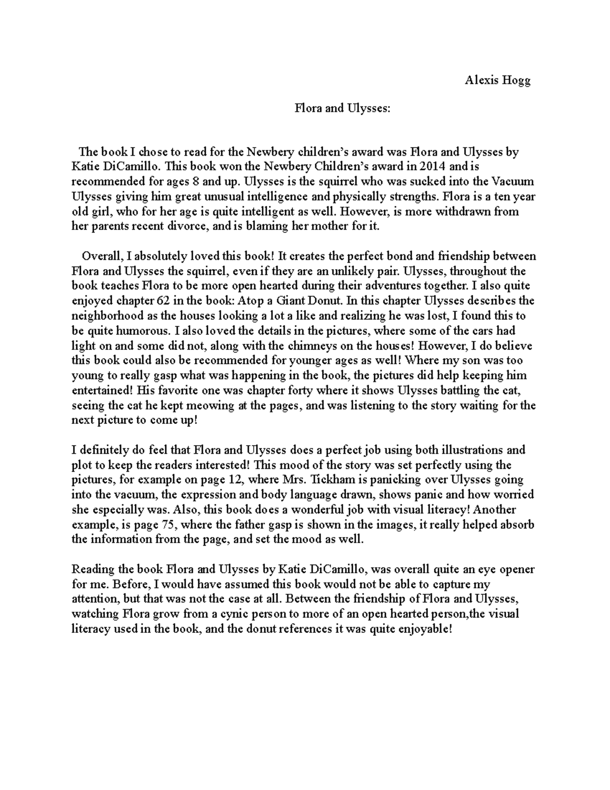 Word doc paper - women of literature - Alexis Hogg Flora and Ulysses ...