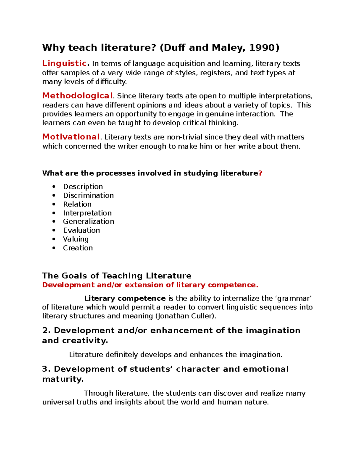 Structure of English - Why teach literature - Why teach literature ...