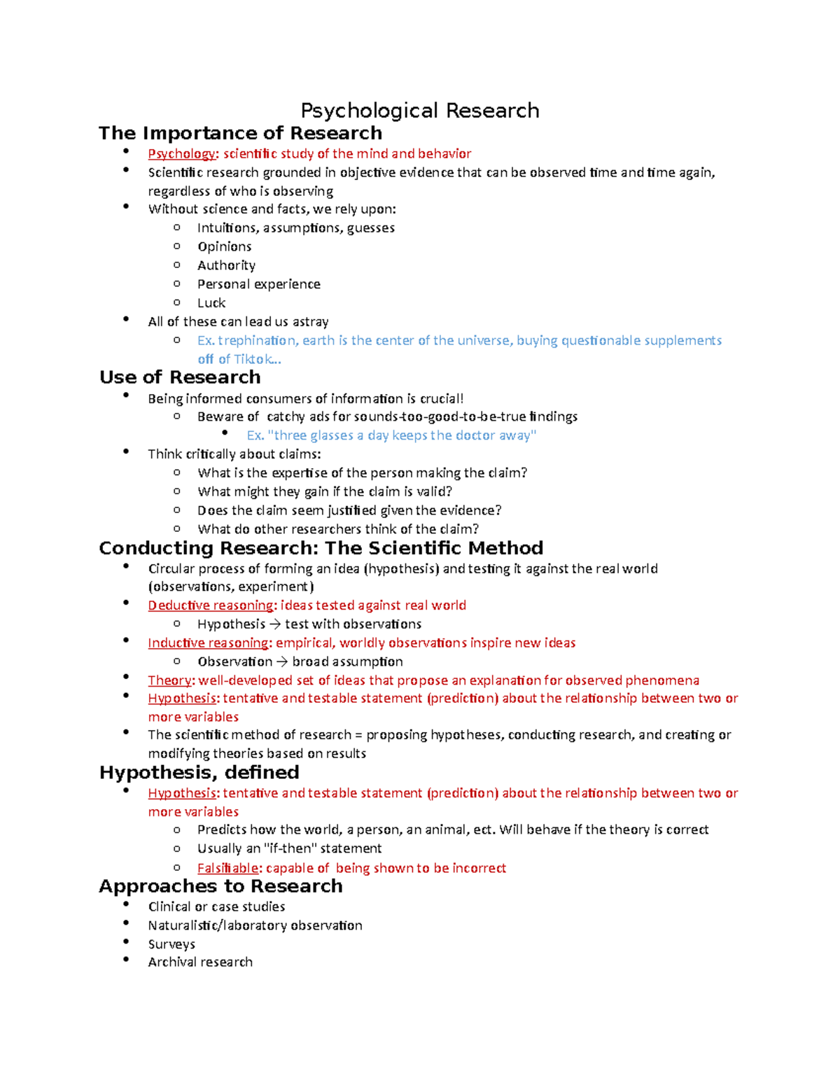 Psych chapter 2 - Psychological Research The Importance of Research ...