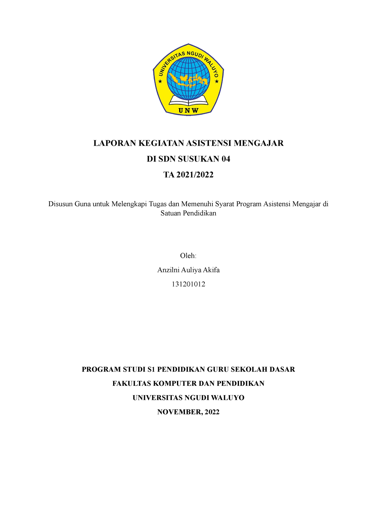 Anzilni Laporan Asistensi Mengajar 3 - LAPORAN KEGIATAN ASISTENSI ...