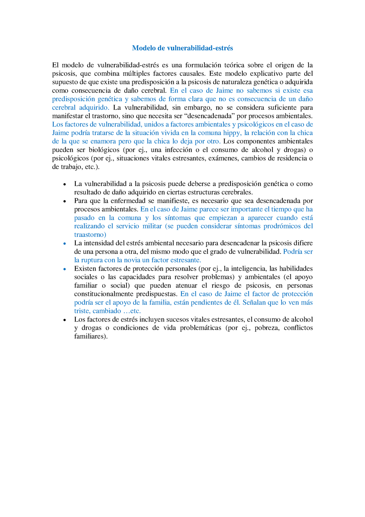 Modelo explicativo Caso Jaime 22-23 - Modelo de vulnerabilidad-estrés El  modelo de - Studocu