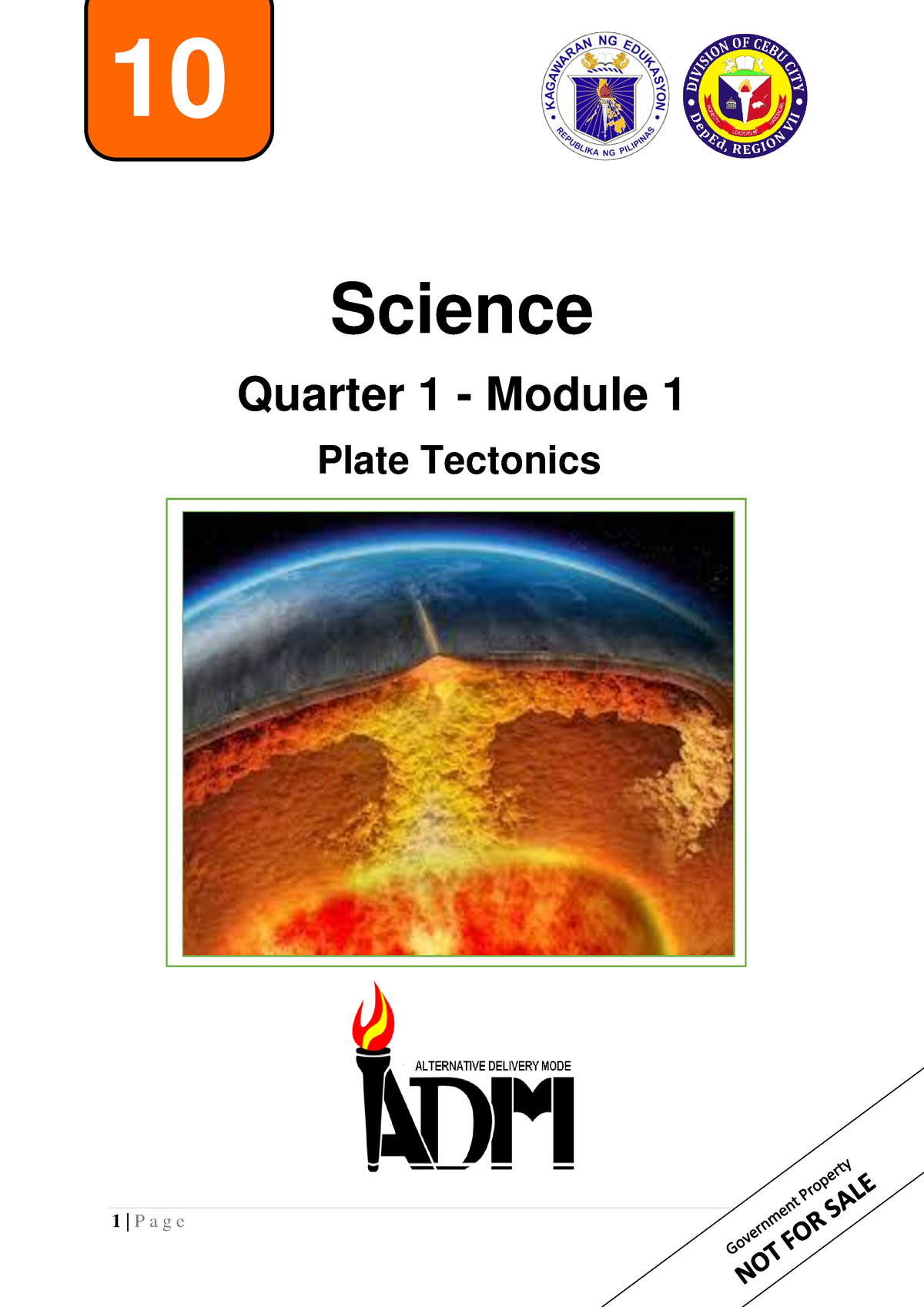 1 Q1 Science Science Quarter 1 Module 1 Plate Tectonics 10 Quarter