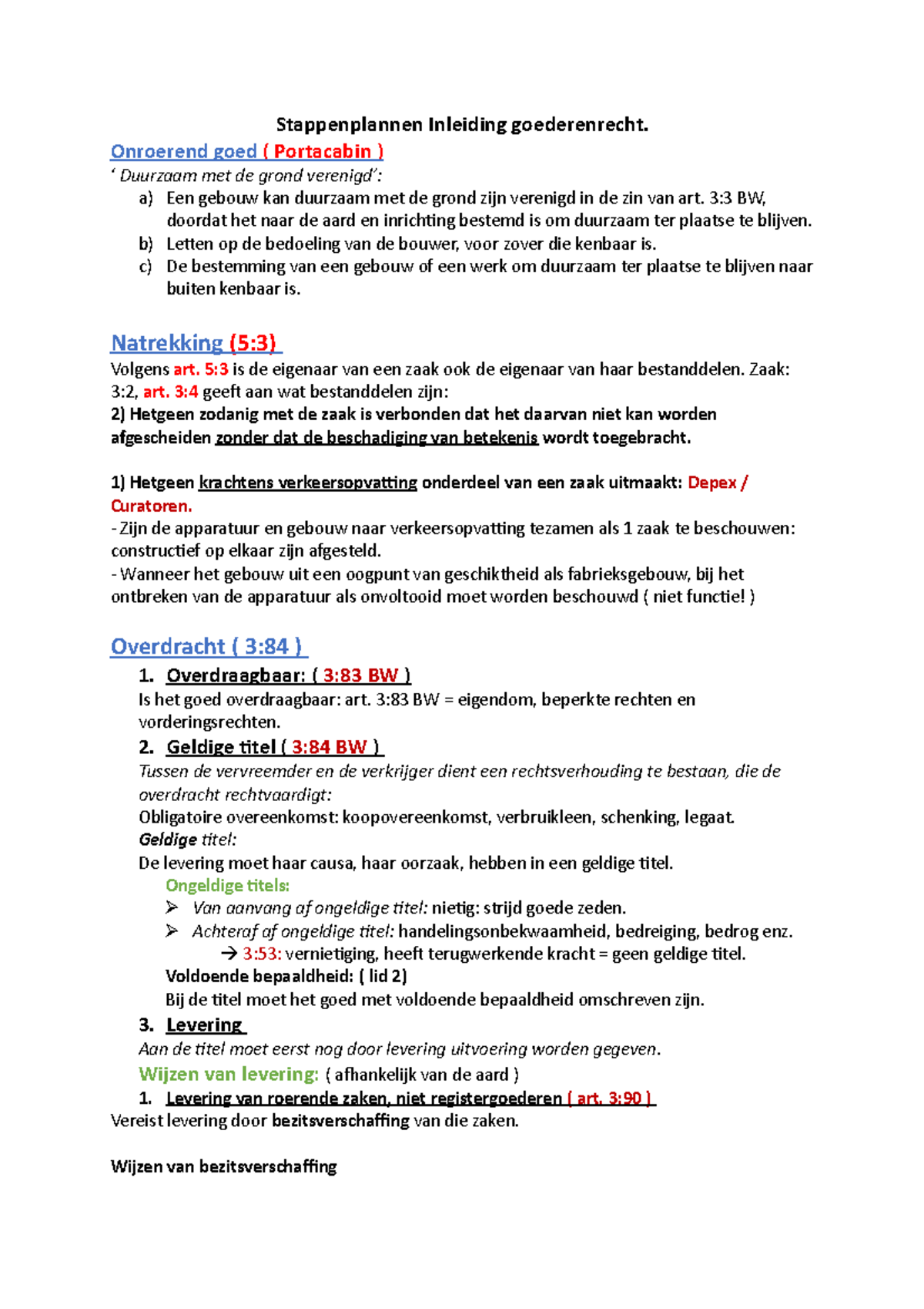 Stappenplannen Inleiding Goederenrecht - Onroerend Goed ( Portacabin ...