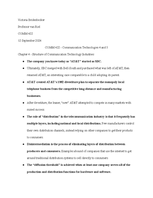 COMM 422 - Communications Technologies 1- The Communication Technology ...