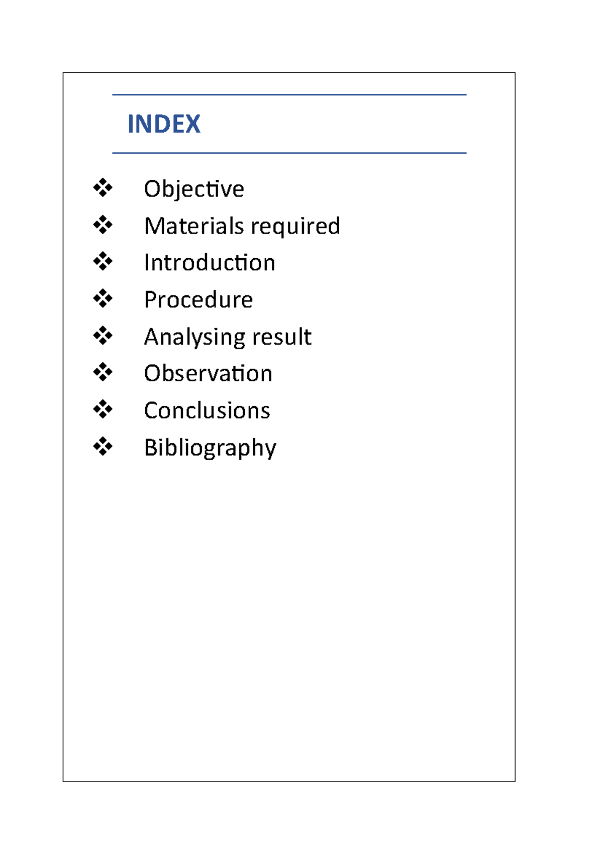 Chem project - INDEX Objective Materials required Introduction ...