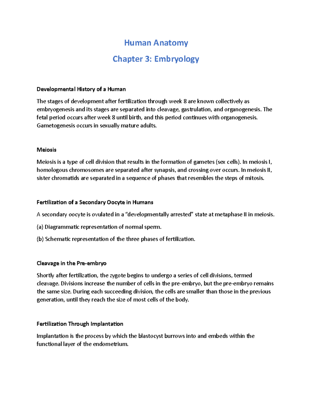 Anatomy Ch 3 (Fig) - Human Anatomy Chapter 3: Embryology Developmental