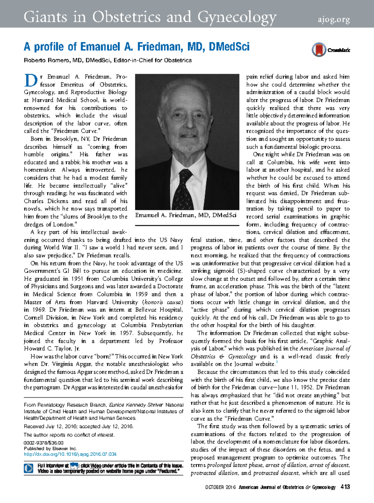 biografia del dr friedman - A profile of Emanuel A. Friedman, MD ...