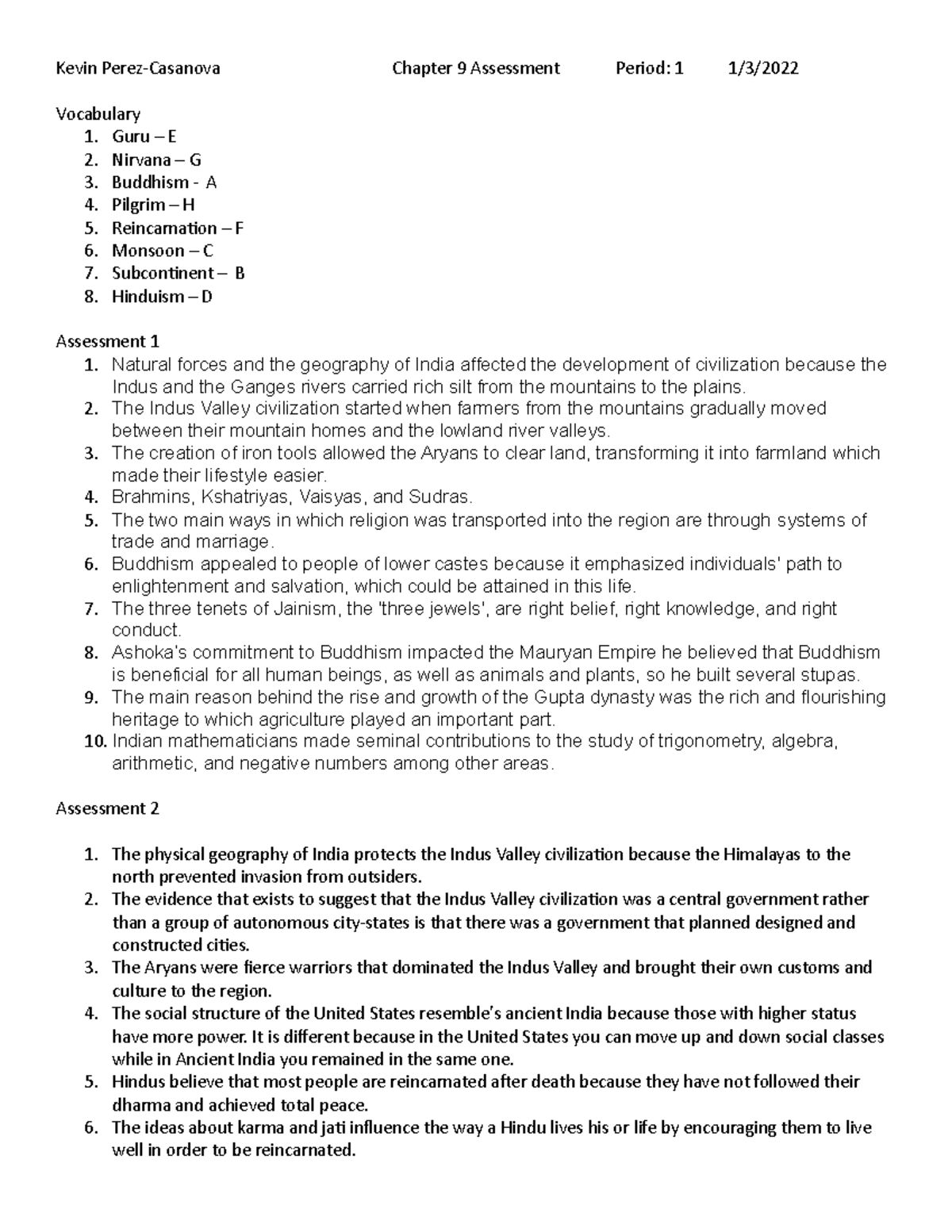 Chapter 9 Assessment For Firtell Gang Kevin Perez Casanova Chapter 9 Assessment Period 1 13 5408