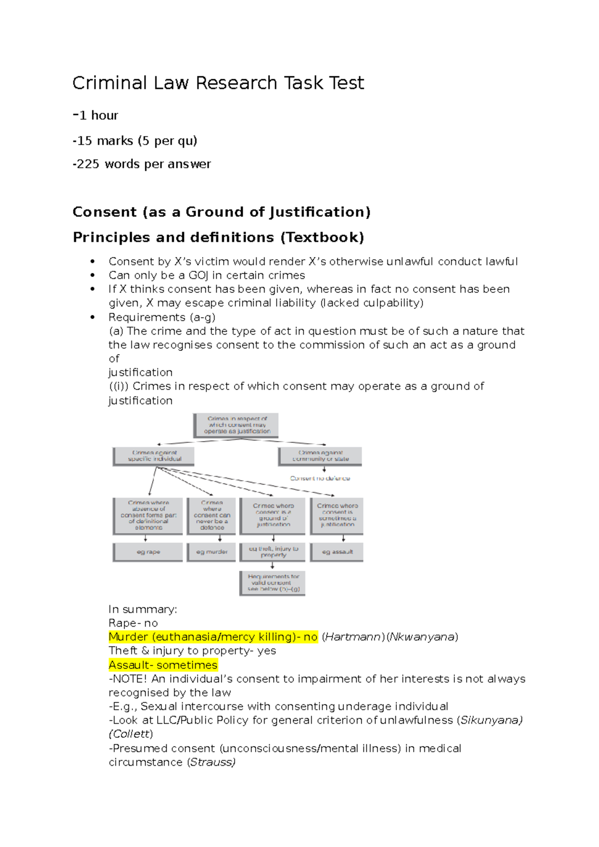 Criminal Law Research Task Test - , Sexual intercourse with consenting ...