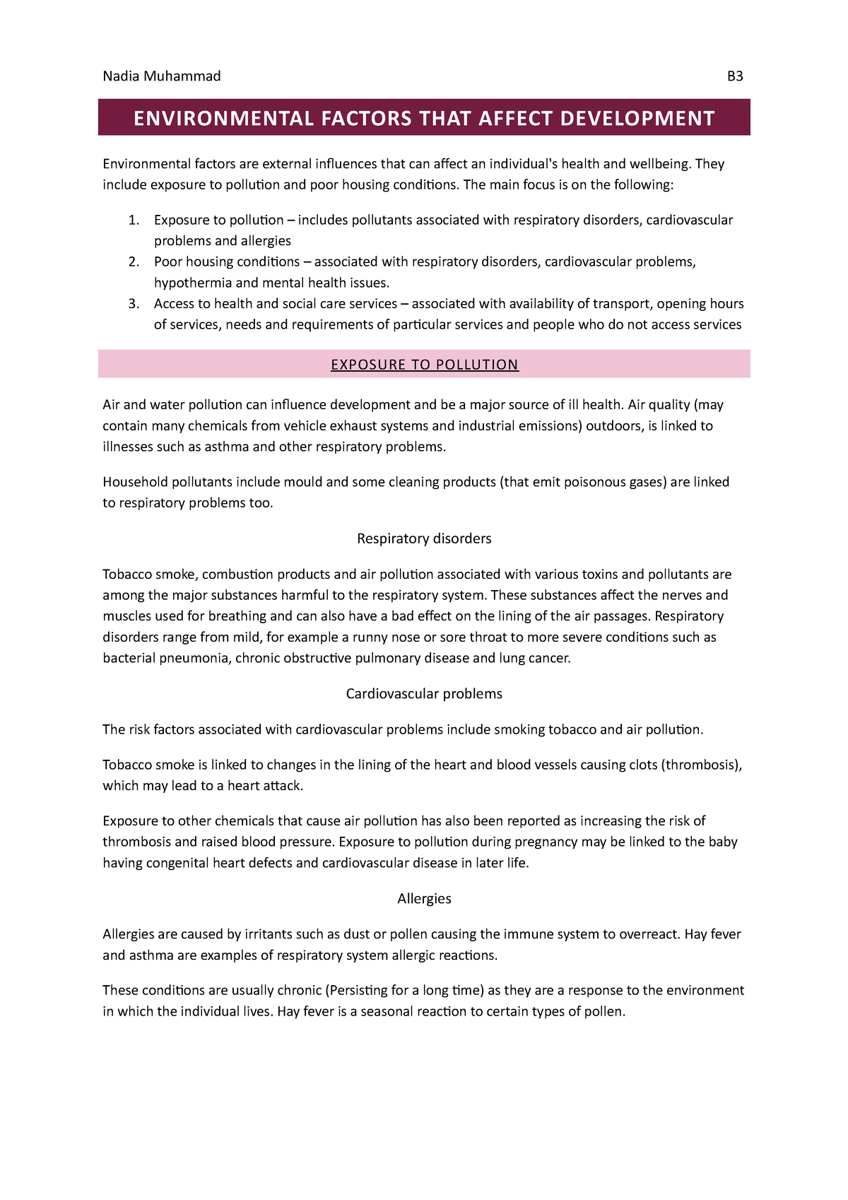 Environmental Factors That Affect Development - U1 (LAB) - Nadia ...