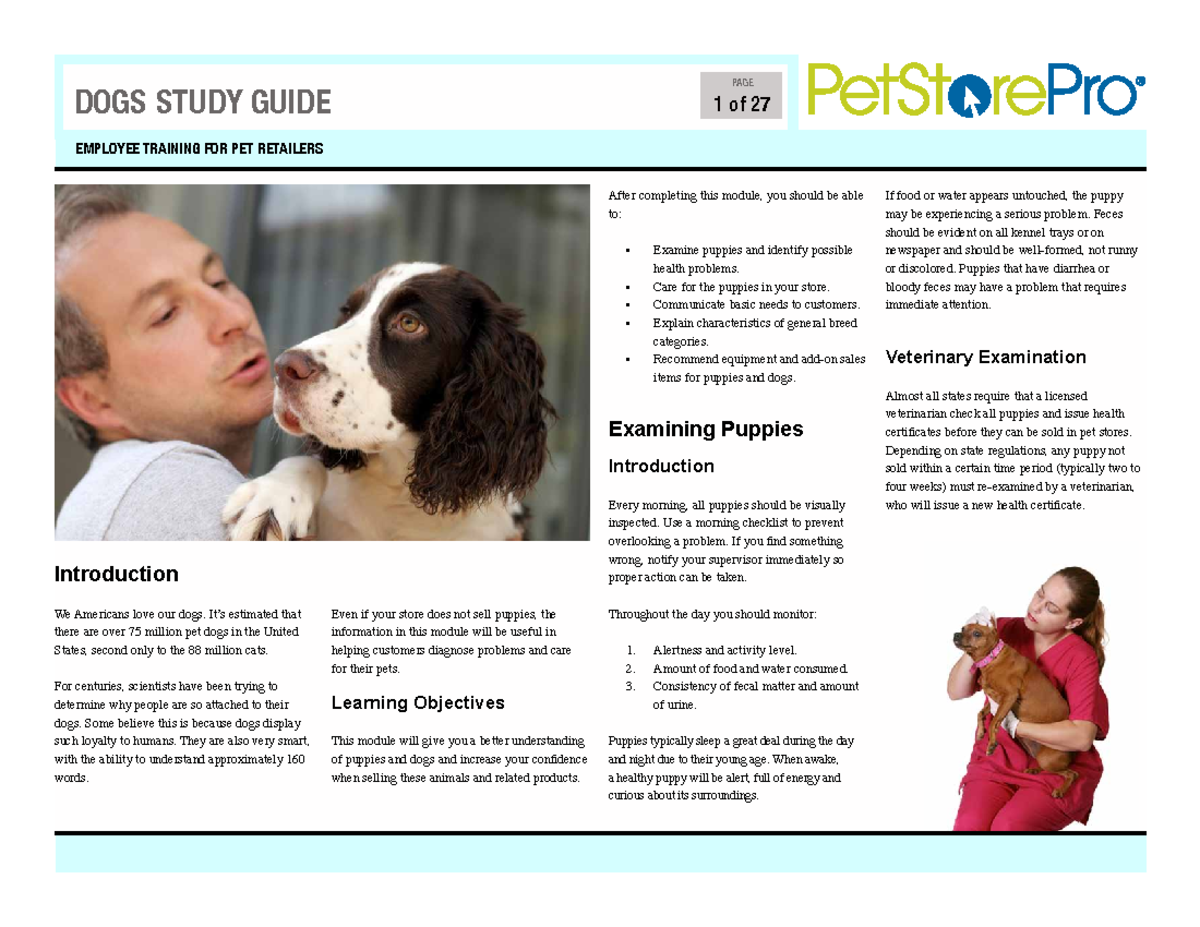 Petstorepro dogs studyguide - EmployEE Training for pET rETailErs Dogs ...