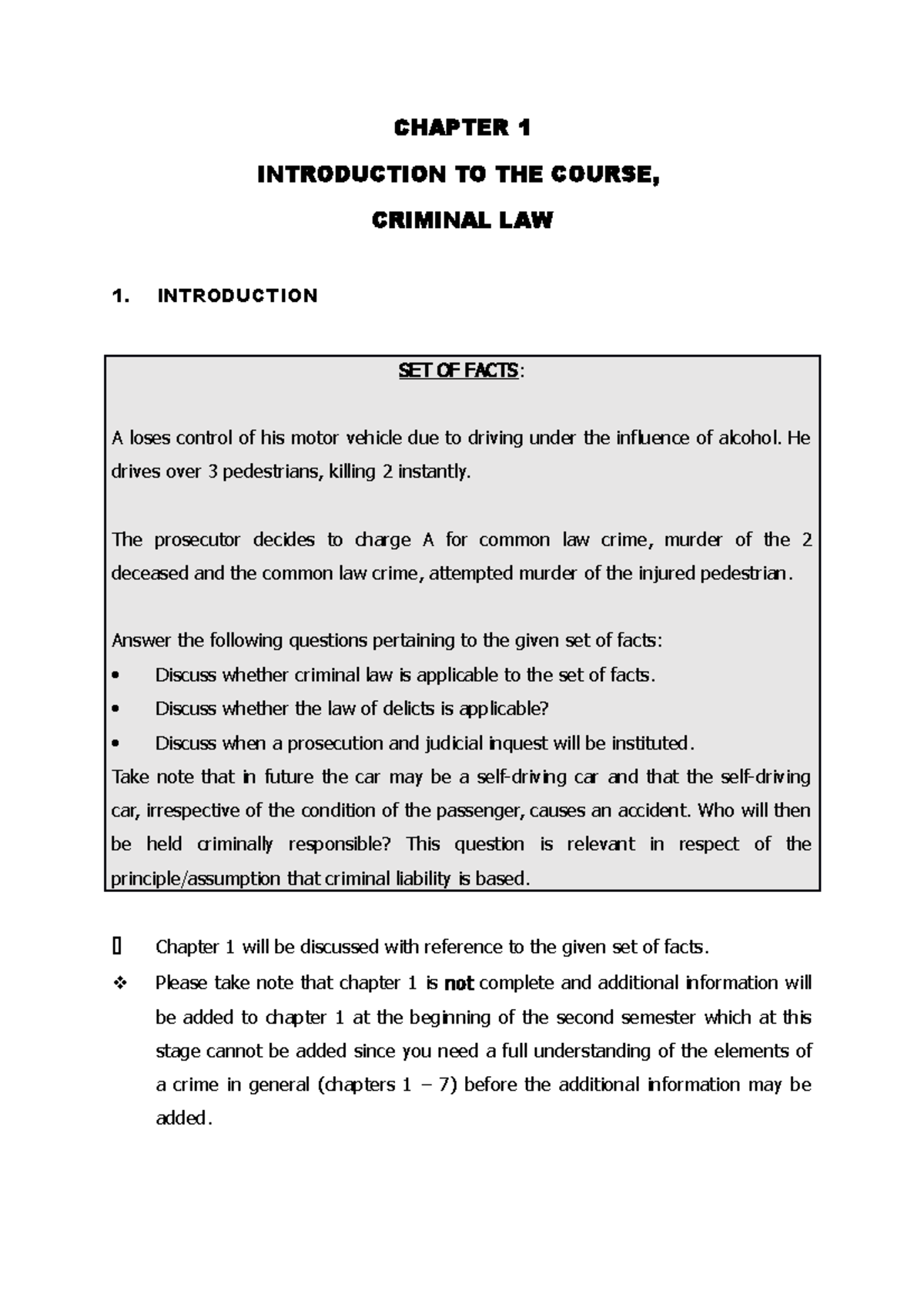 Outline of class slides chapter 1(2) criminal law - CHAPTER 1 ...
