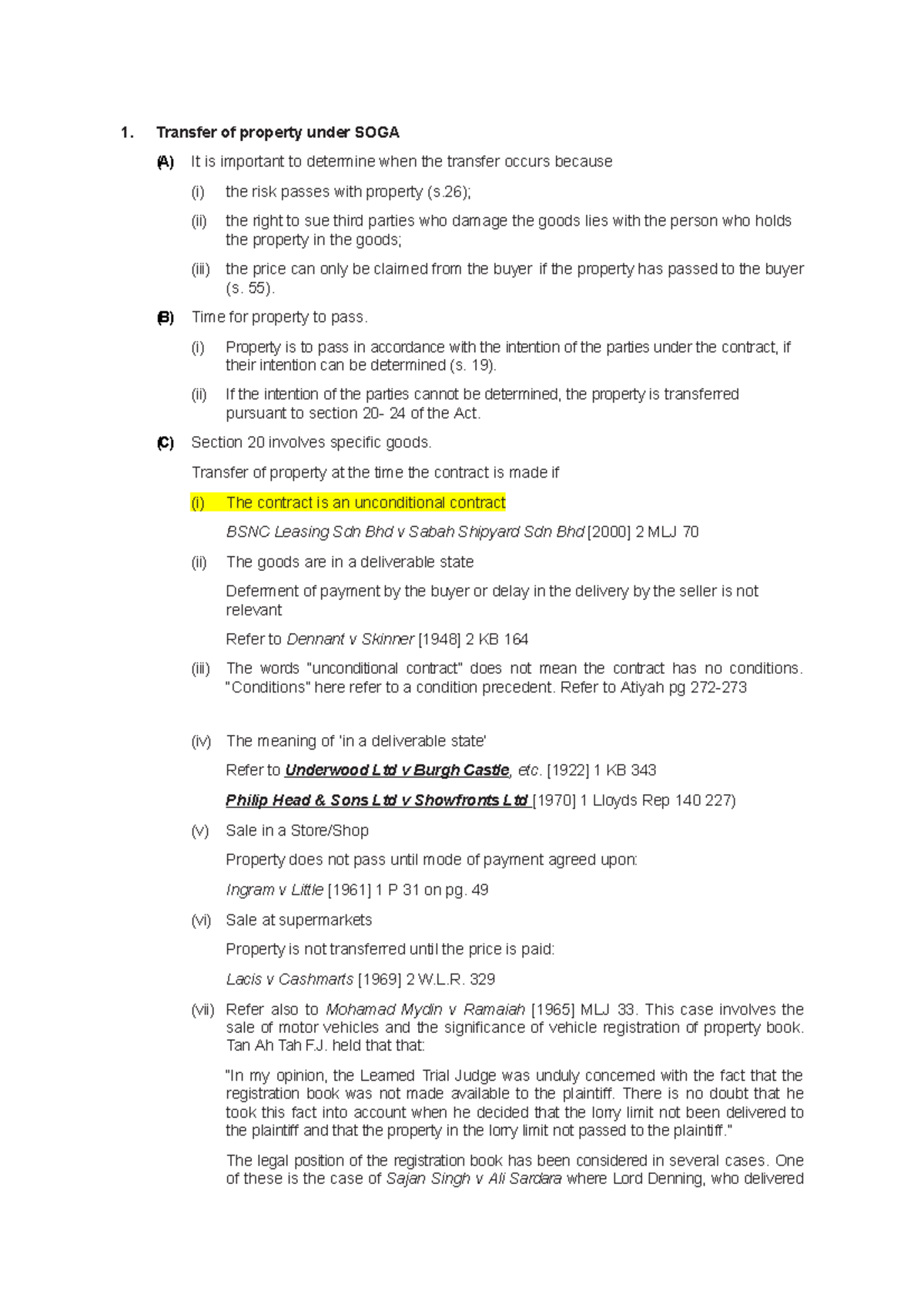 Transfer of Property - 55). (B) Time for property to pass. (i) Property ...