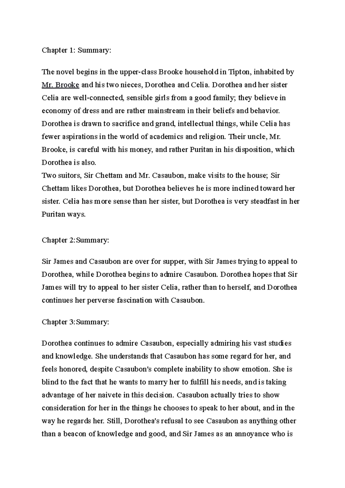 Middlmarch Summary - Chapter 1: Summary: The novel begins in the upper ...
