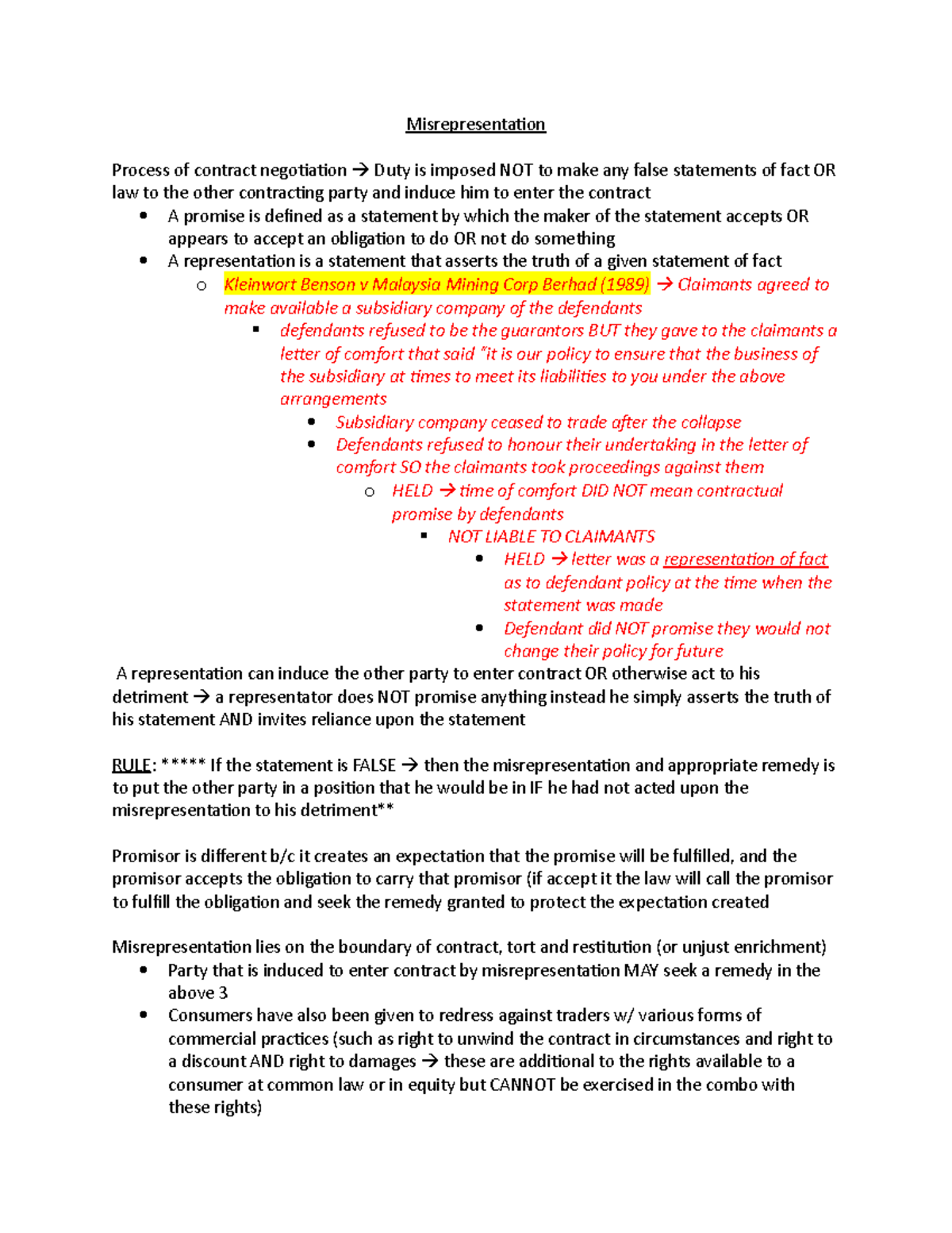 Misrepresentation - Textbook Notes - Misrepresentation Process Of ...