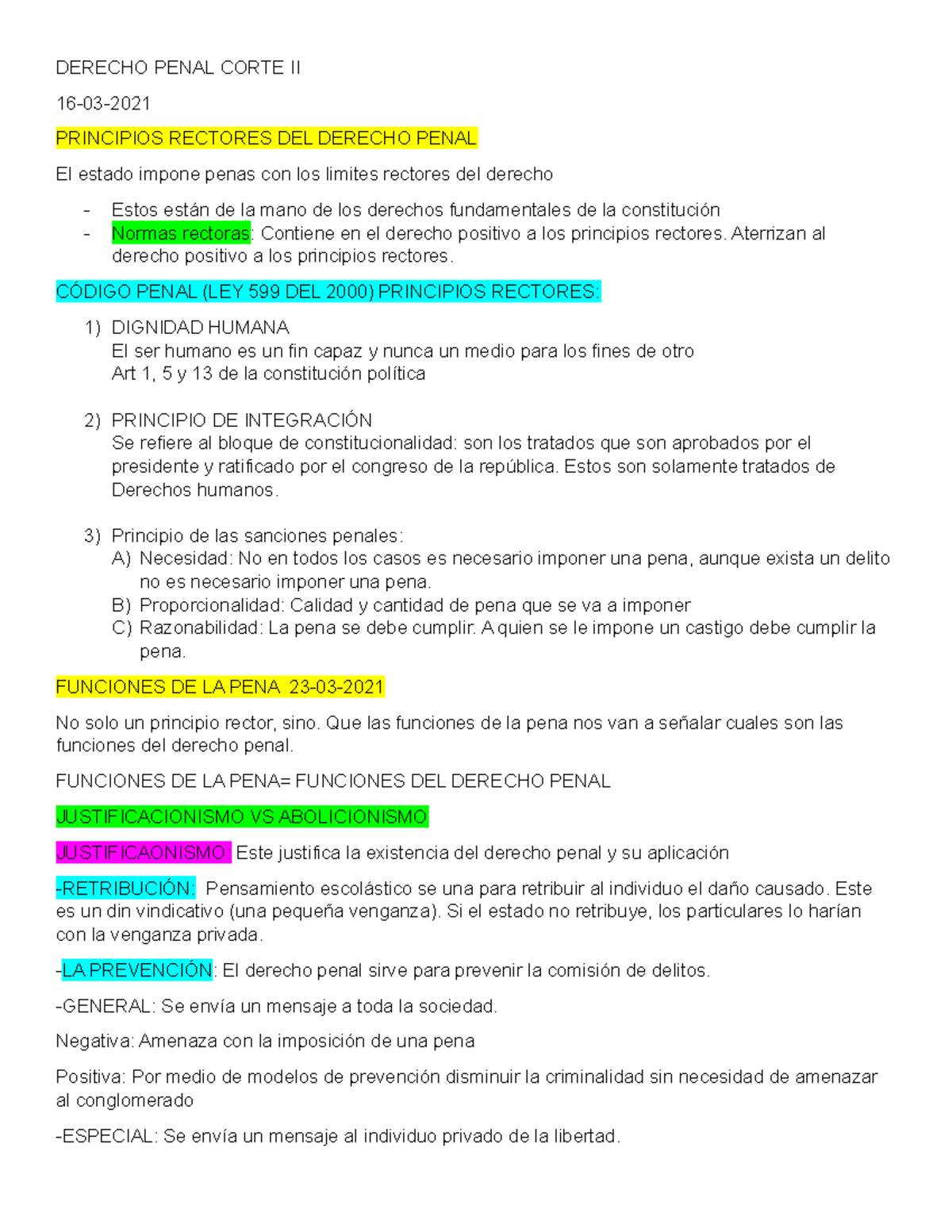 Derecho Penal Corte III - DERECHO PENAL CORTE II 16-03- PRINCIPIOS ...