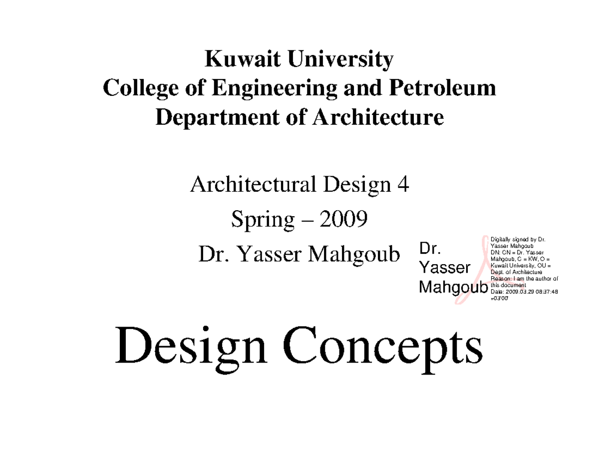 Architectural Design Concepts - Kuwait University College of ...