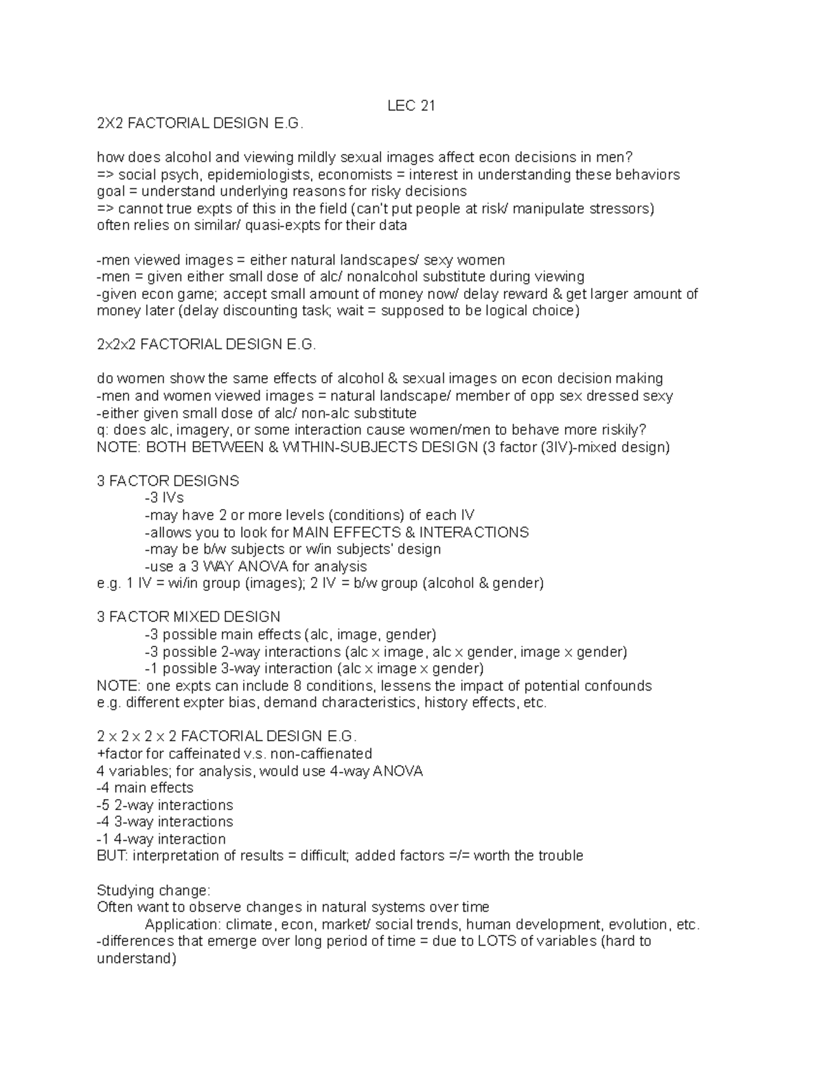 Lec 21 Lecture Notes 21 Lec 21 2x2 Factorial Design E How Does