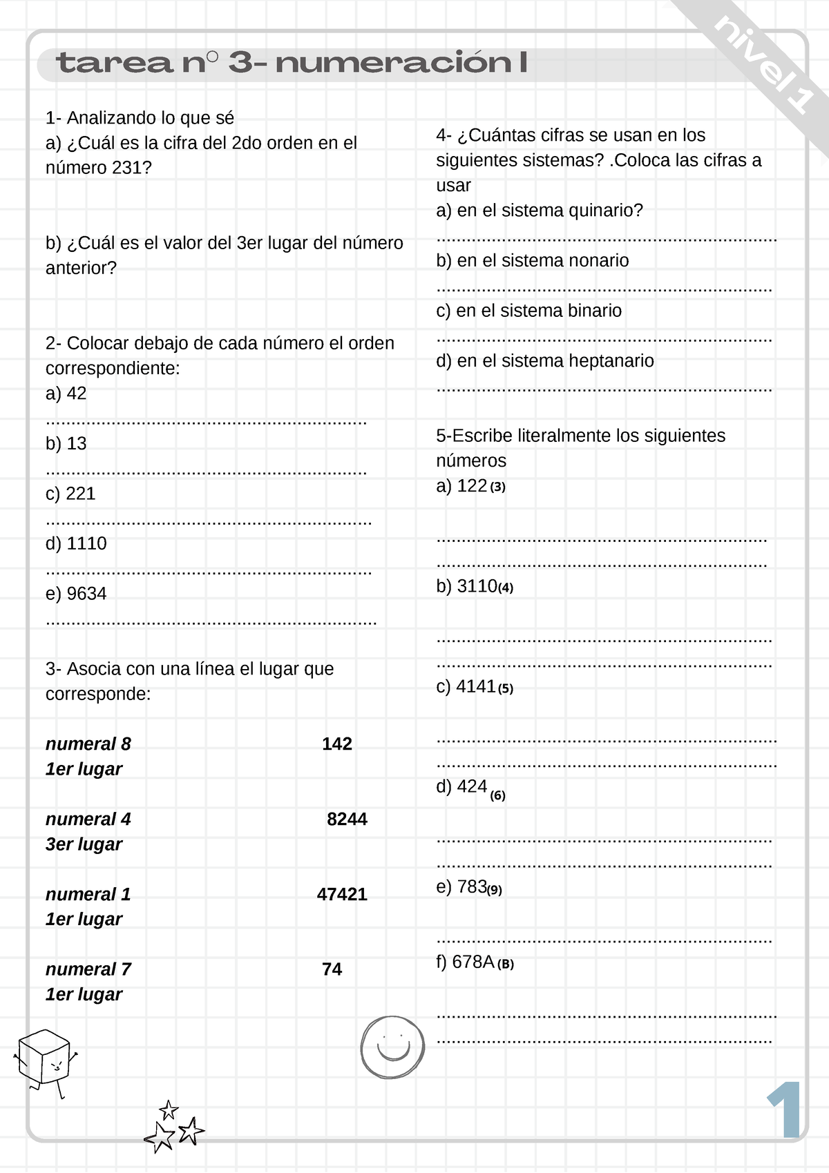 Aritmetica - Libro De Ejercicios - Tarea N° 3- Numeración I Nivel 1 1 ...