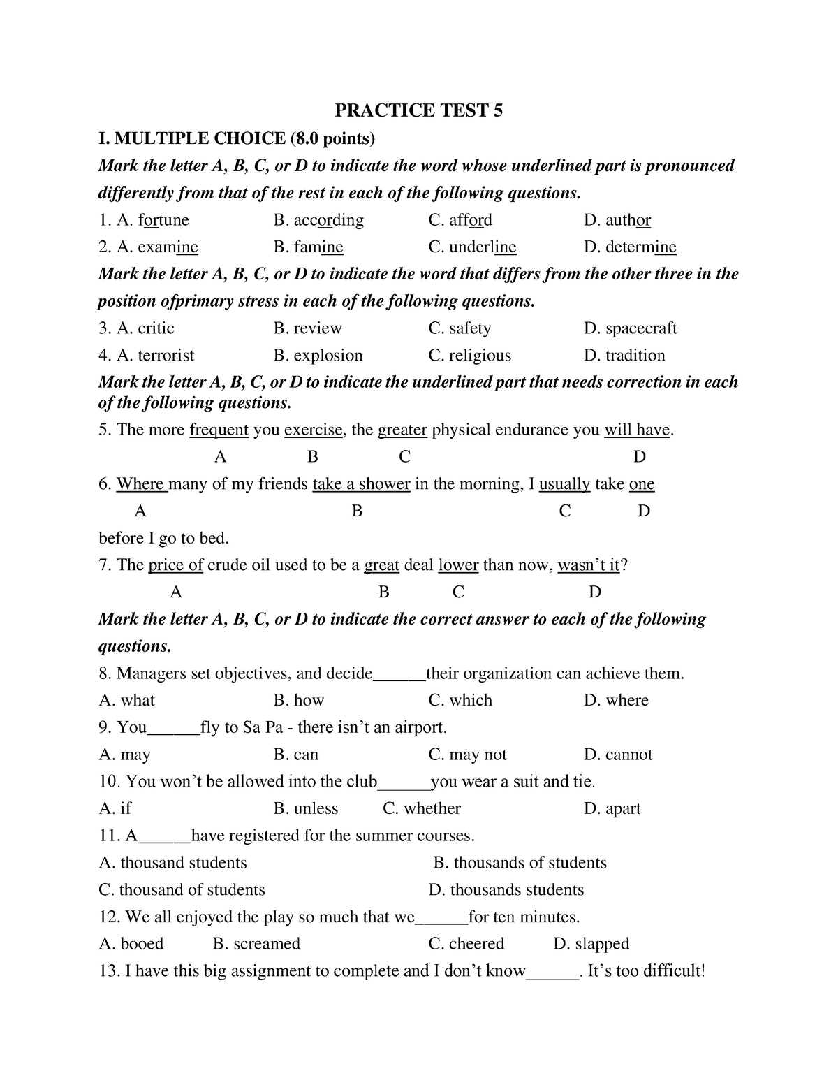 Pt5 - Practice test - riêng - Studocu