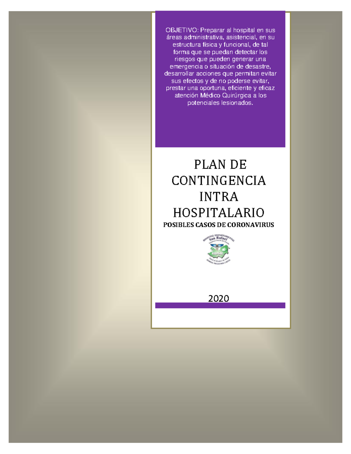 Plan de contingencia emergencias y desatres 2020 Coronavirus - E.S. Nit ...