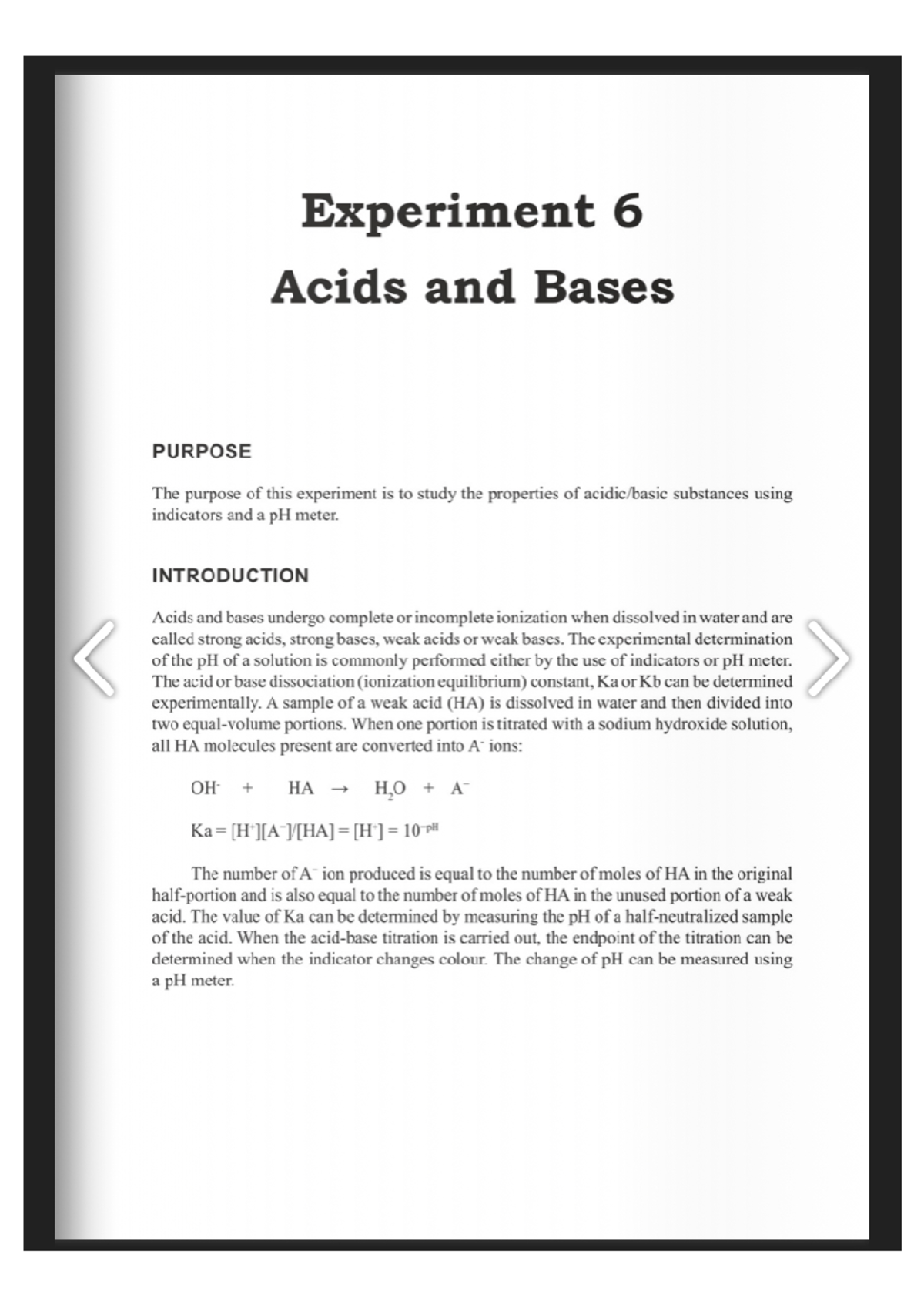 acid and bases experiment