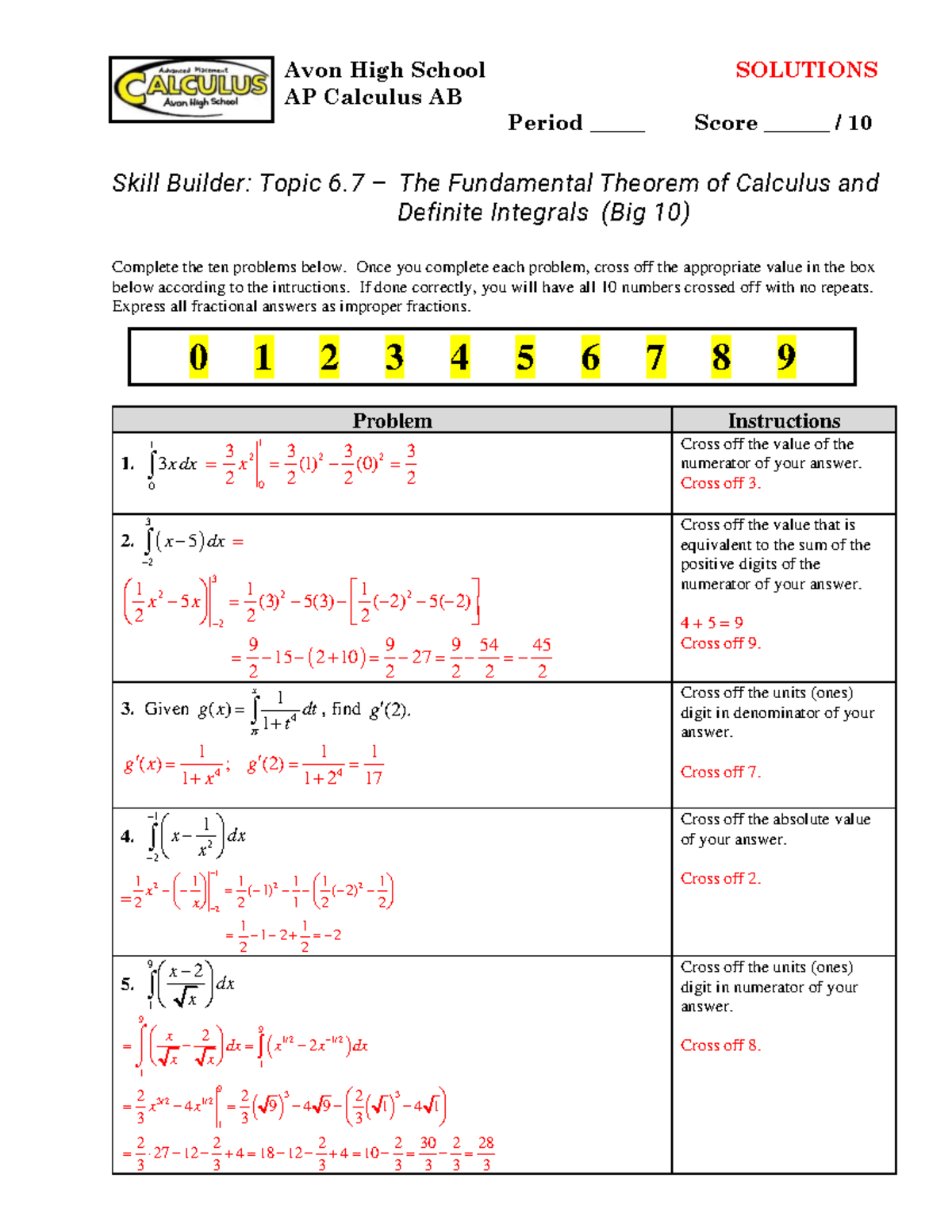 Topic 6.7 - The Fundamental Theorem of Calculus and Definite Integrals ...