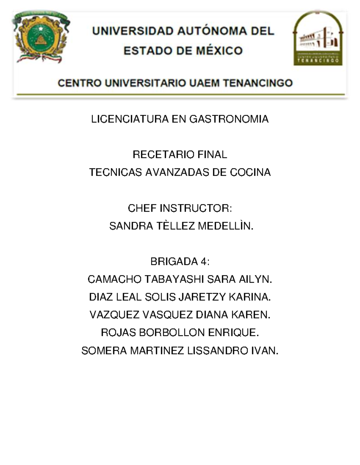 2do recetario, Segundo Parcial - LICENCIATURA EN GASTRONOMIA RECETARIO ...