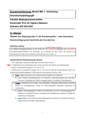 Lernzettel Übergänge der Grundschule - Erfolgreicher Übergangsprozess