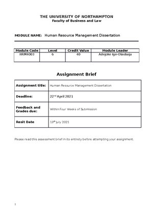 HR dissertation - The University of Southampton 2021- Faculty of Social ...