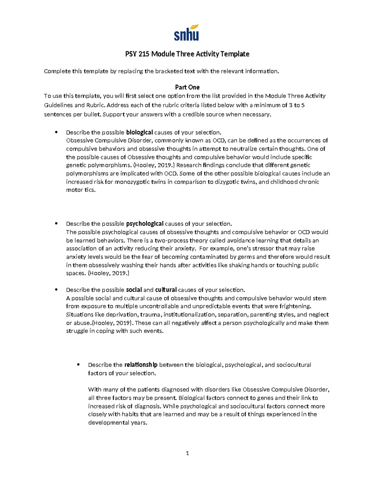 PSY 215 Module Three Activity Template - PSY 215 Module Three Activity ...