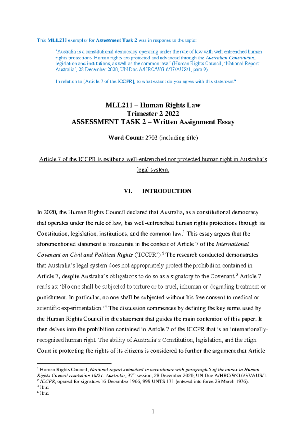 MLL211 Assessment Task 2 - Exemplar A - This MLL211 exemplar for ...