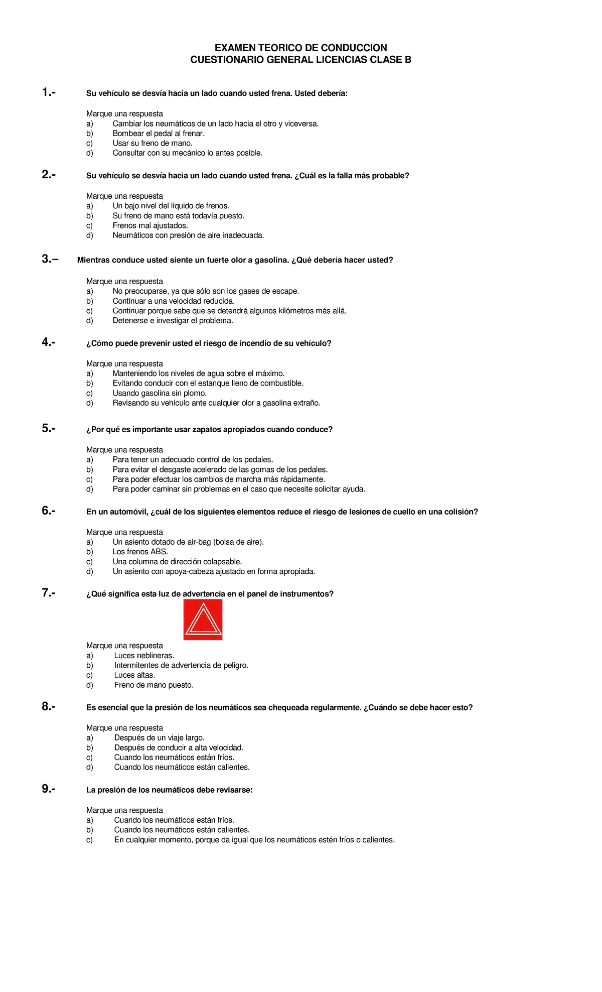 Cuestionario Clase B - SE PRESENTAN RESPUESTAS DE TEST DE CONSUCCIÓN ...