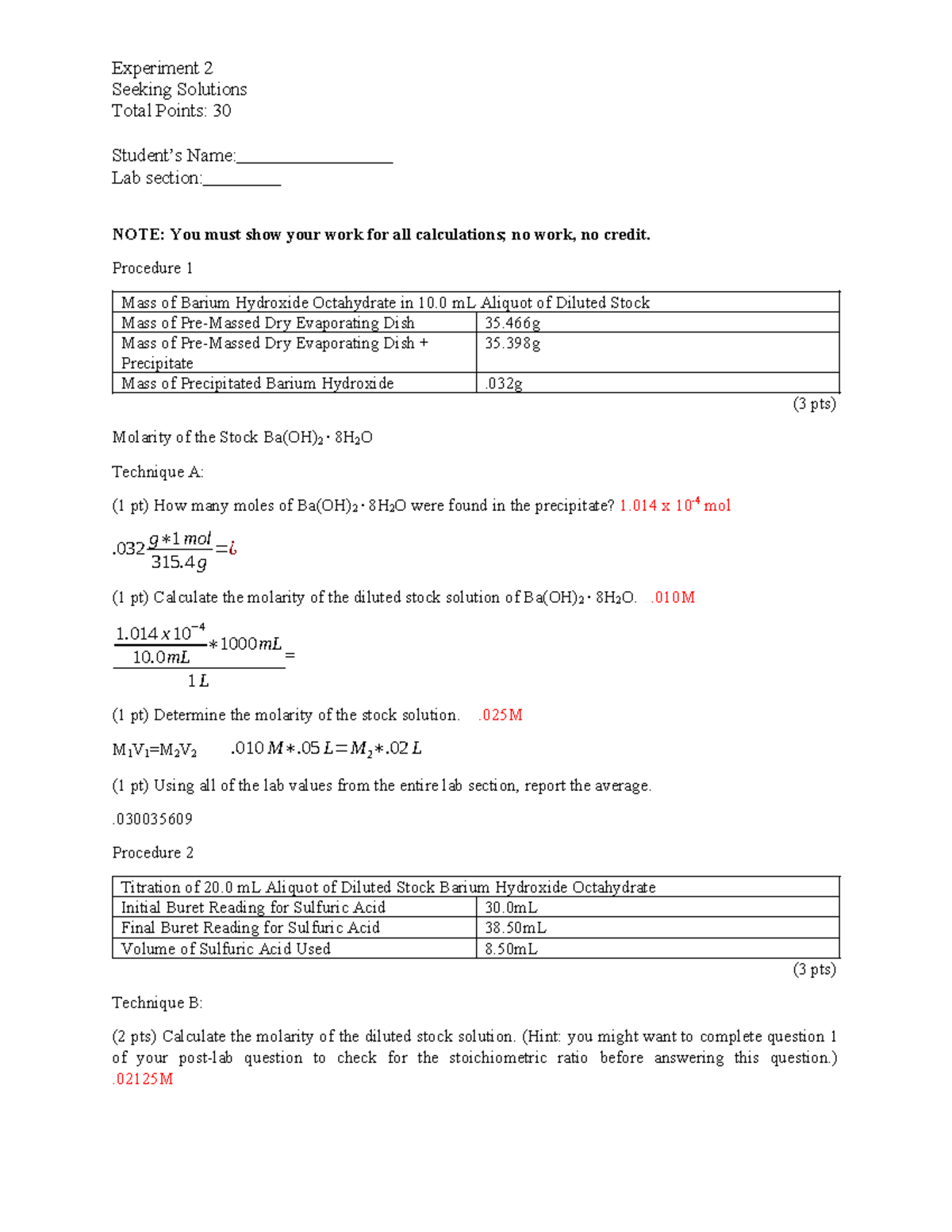 CHEM 110 L - Experiment 2 Seeking Solutions - Experiment 2 Seeking ...