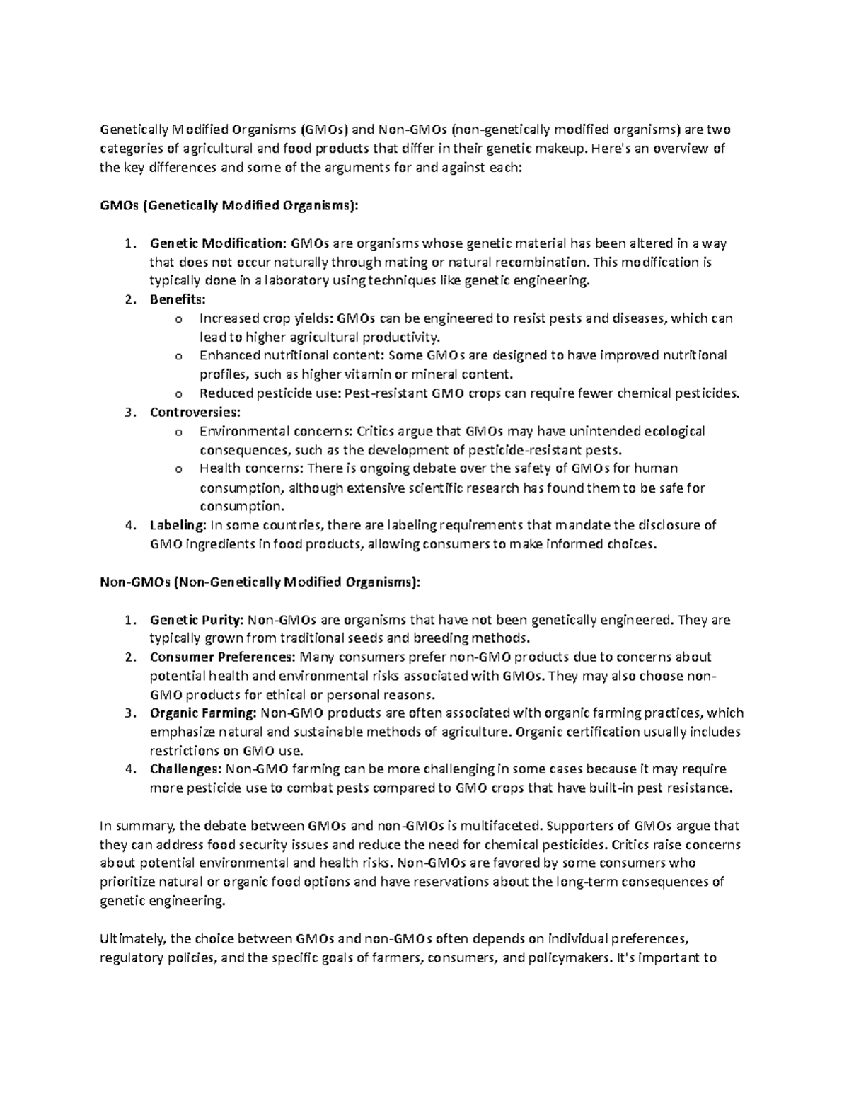 GMO vs Non-GMO - GMO vs Non-GMO - Genetically Modified Organisms (GMOs ...