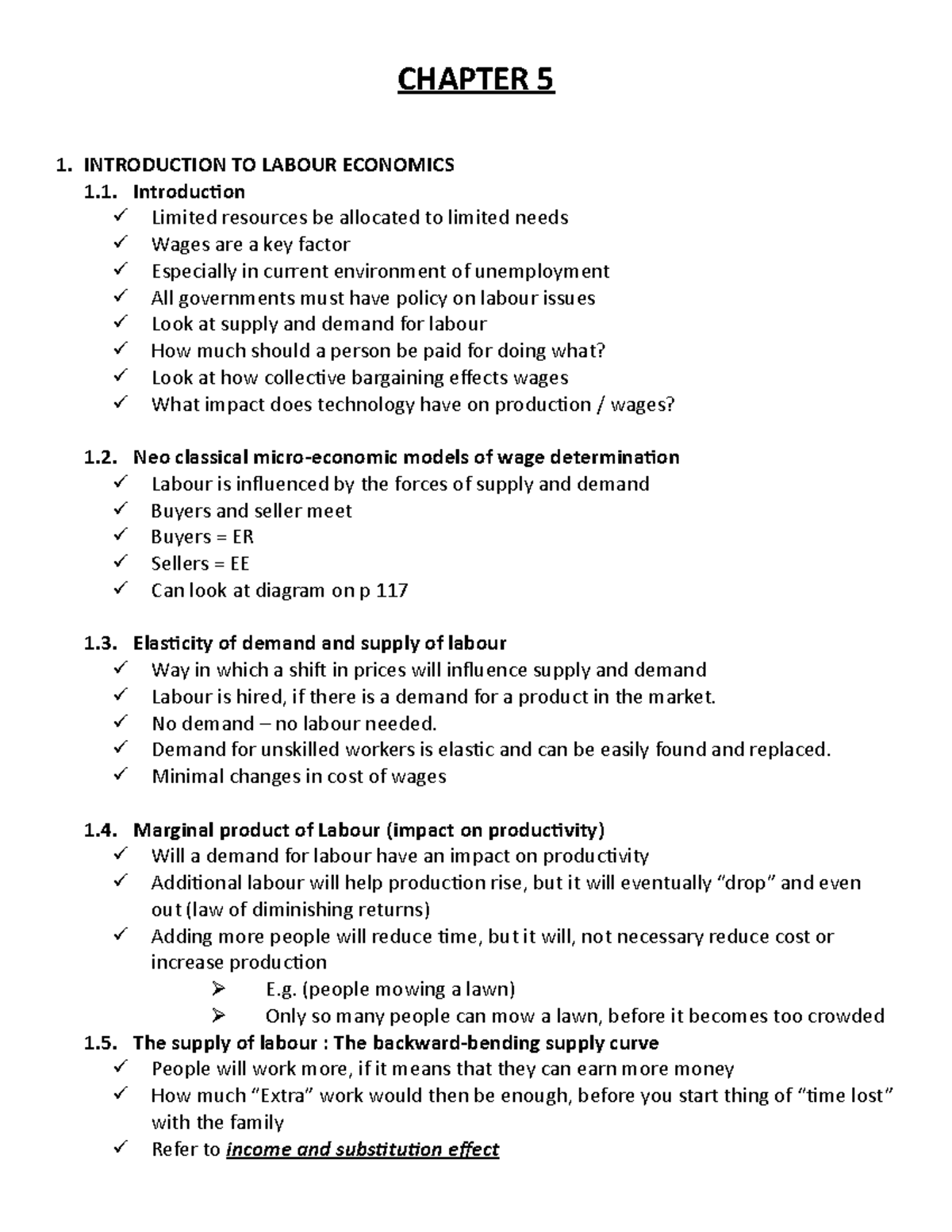 IPS 212 - Class Notes - Labour Relations (Chapter 5)( - CHAPTER 5 1 ...
