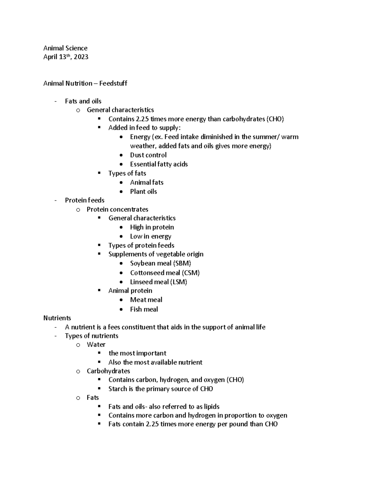 Animal science 4-13-2023 - Animal Science April 13th, 2023 Animal ...