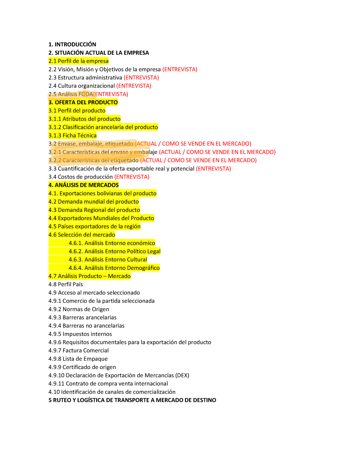 Indice Plan De Exportacion-3 - 1. INTRODUCCI”N 2. SITUACI”N ACTUAL DE ...