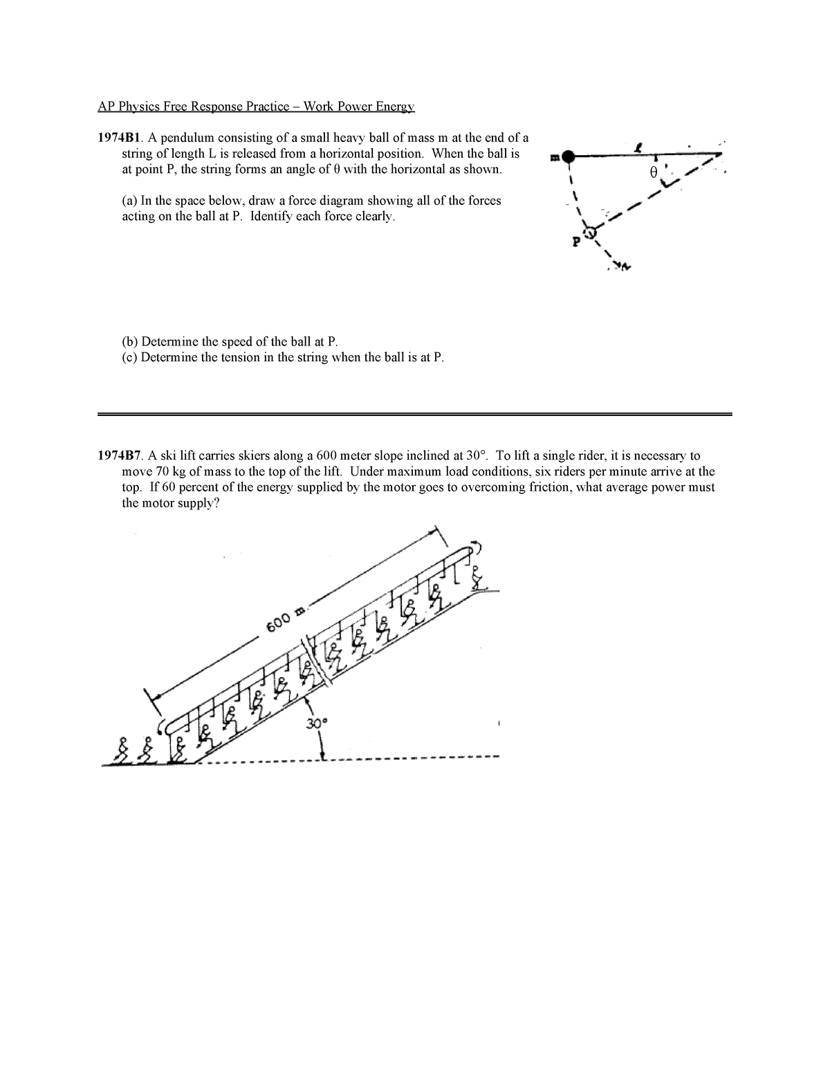 4b-Work-Energy FR Practice Problems - AP Physics Free Response Practice ...