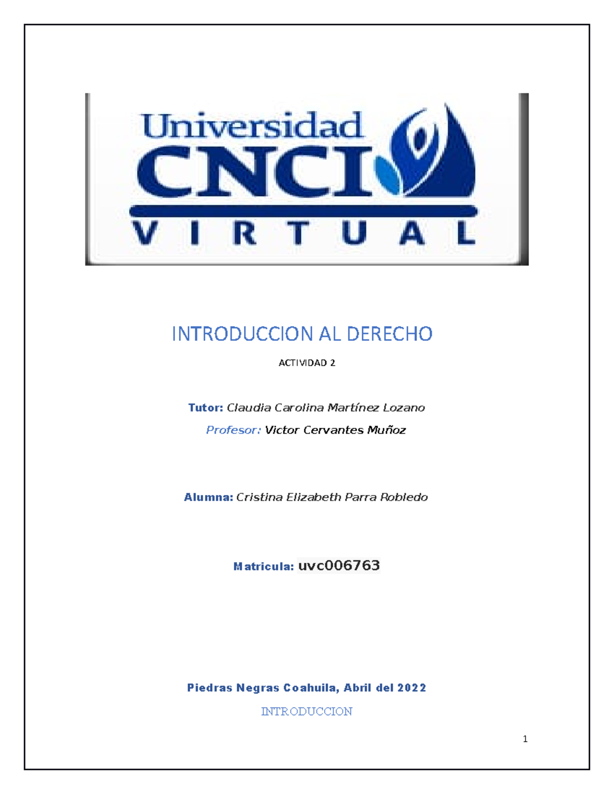 Activida 2 Introduccion AL Derecho - INTRODUCCION AL DERECHO ACTIVIDAD ...