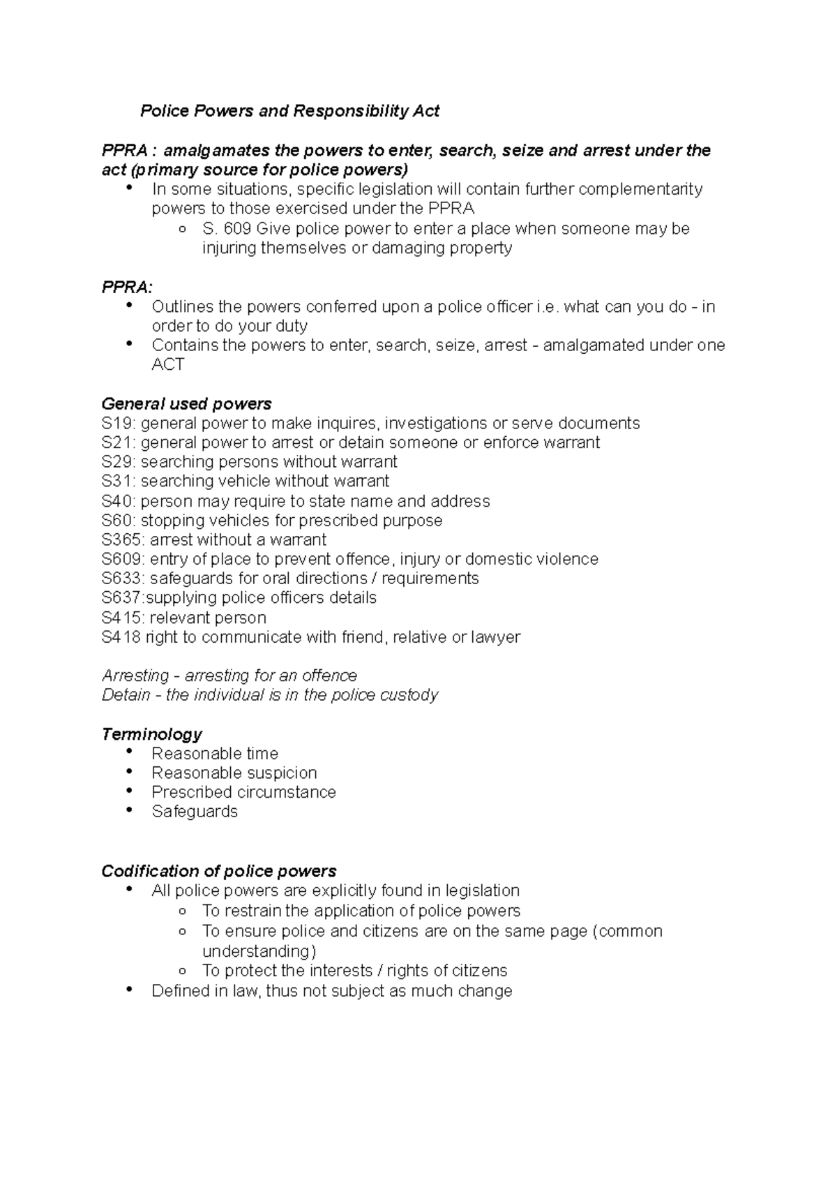Police Powers And Responsibility Act JSB284 QUT Studocu