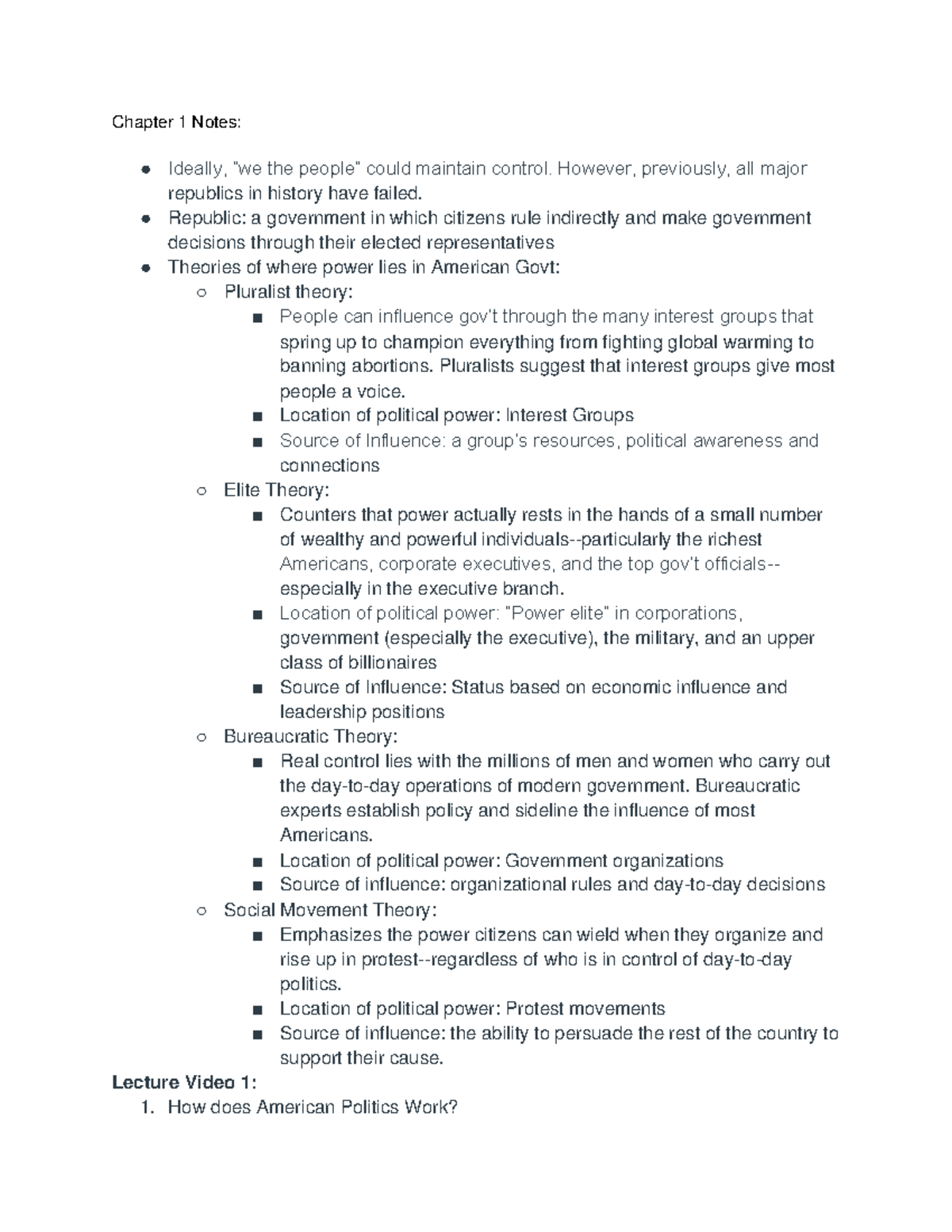Section 1 Notes - Chapter 1 Notes: Ideally, “we the people” could ...