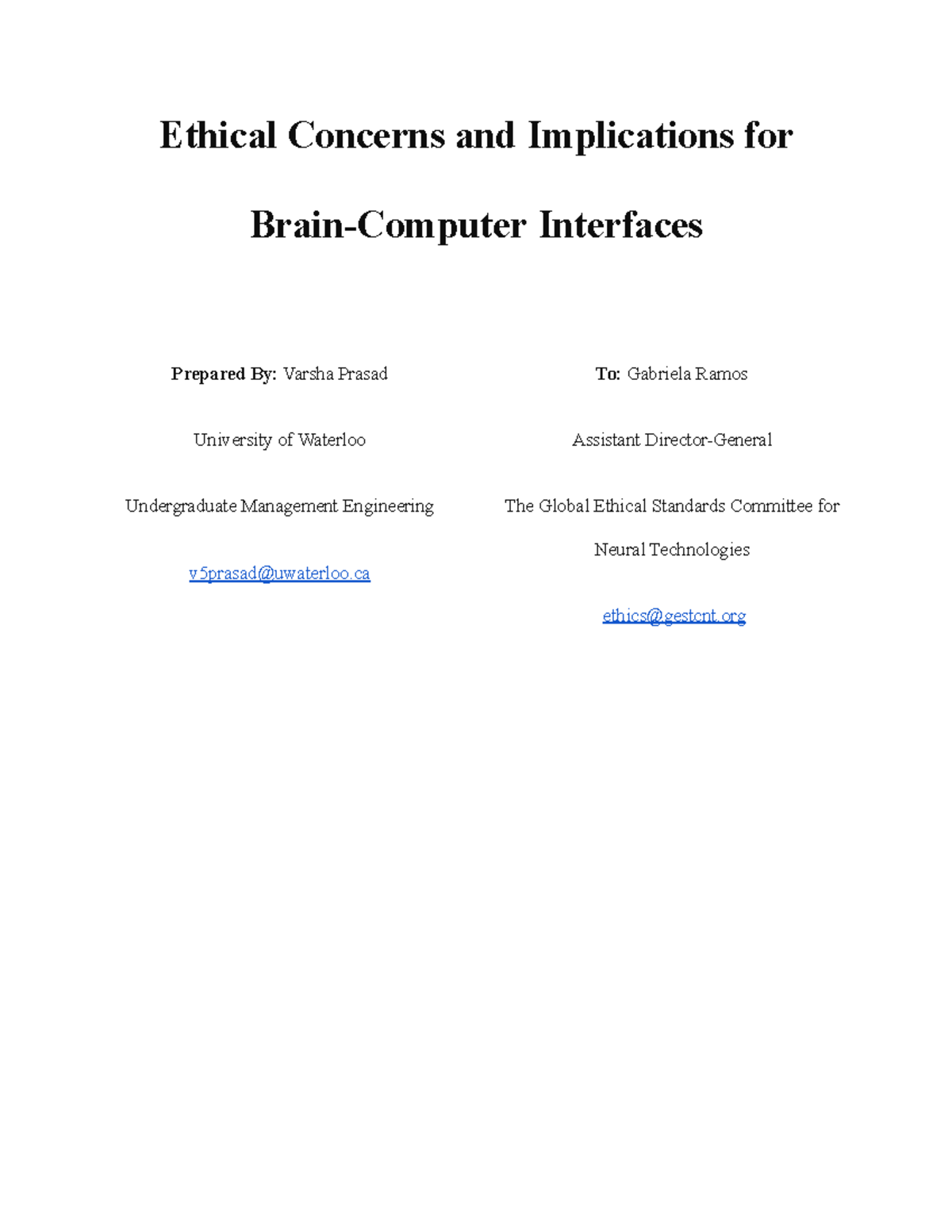 Reccomendation Report - Ethical Concerns and Implications for Brain ...