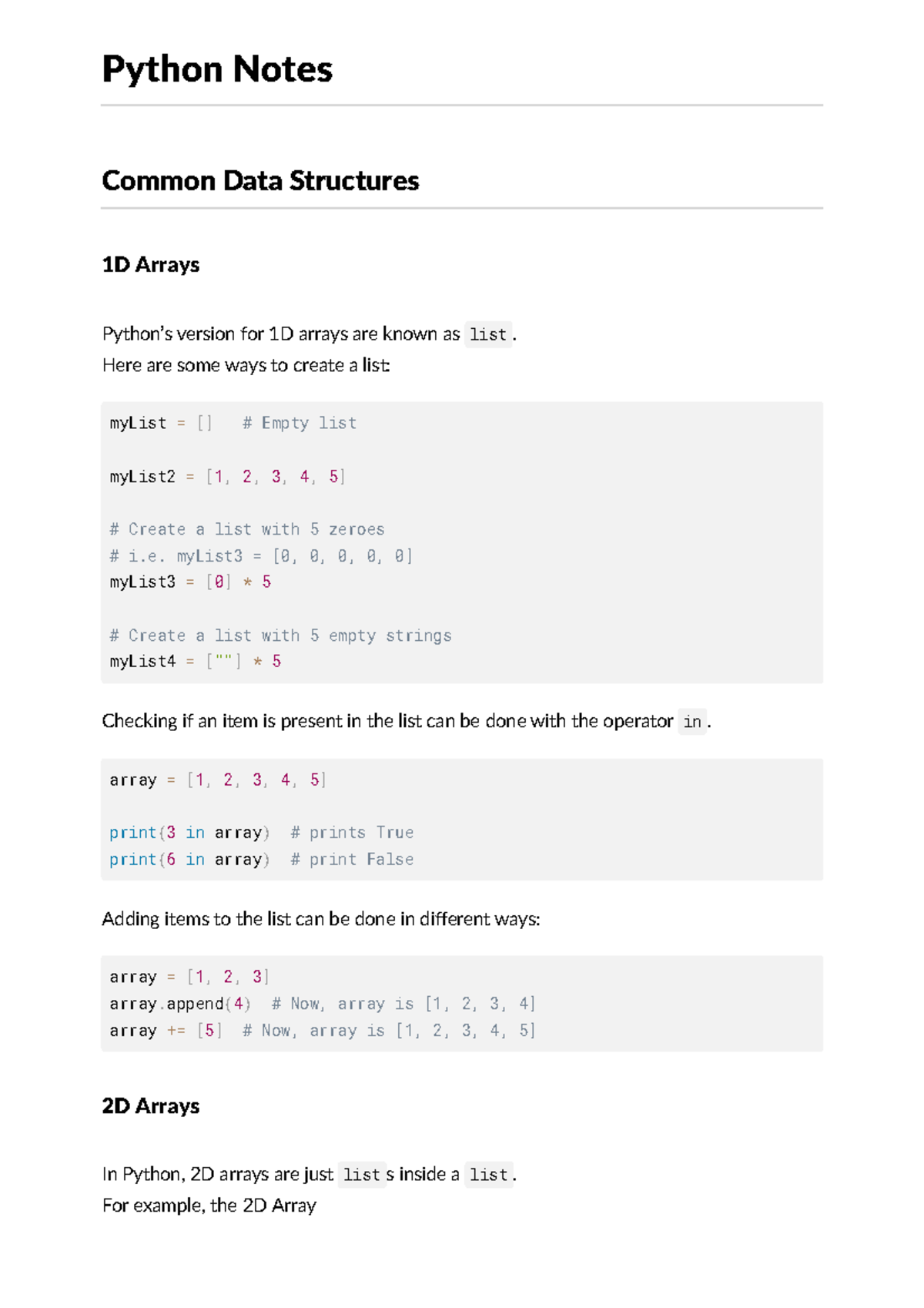 Python Notes for IGCSE Computer Science - Python Notes Common Data ...