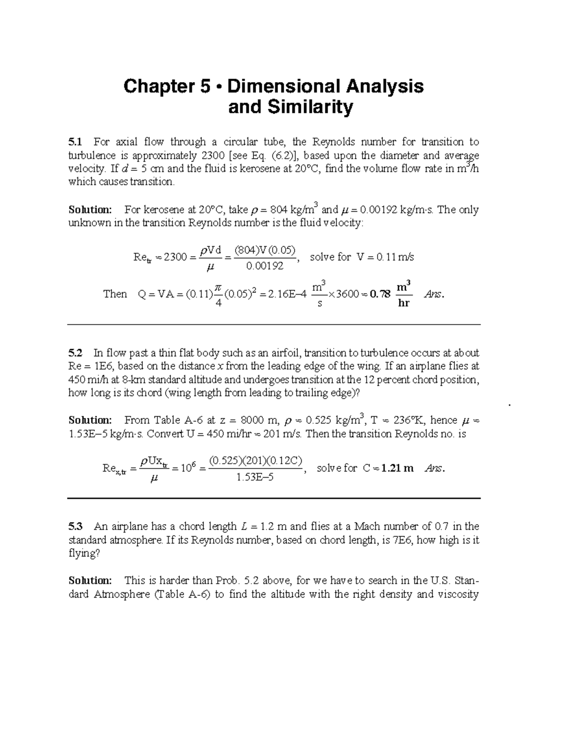 Frank M White Fluid Mechanics Solution Ch5 Mechanical Engineering Frank M White Fluid Mechanics Solution Ch5 Mechanical Engineering