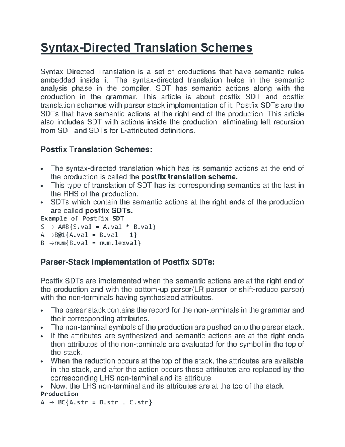 Unit 3 Compiler Design - notes - Syntax-Directed Translation Schemes ...