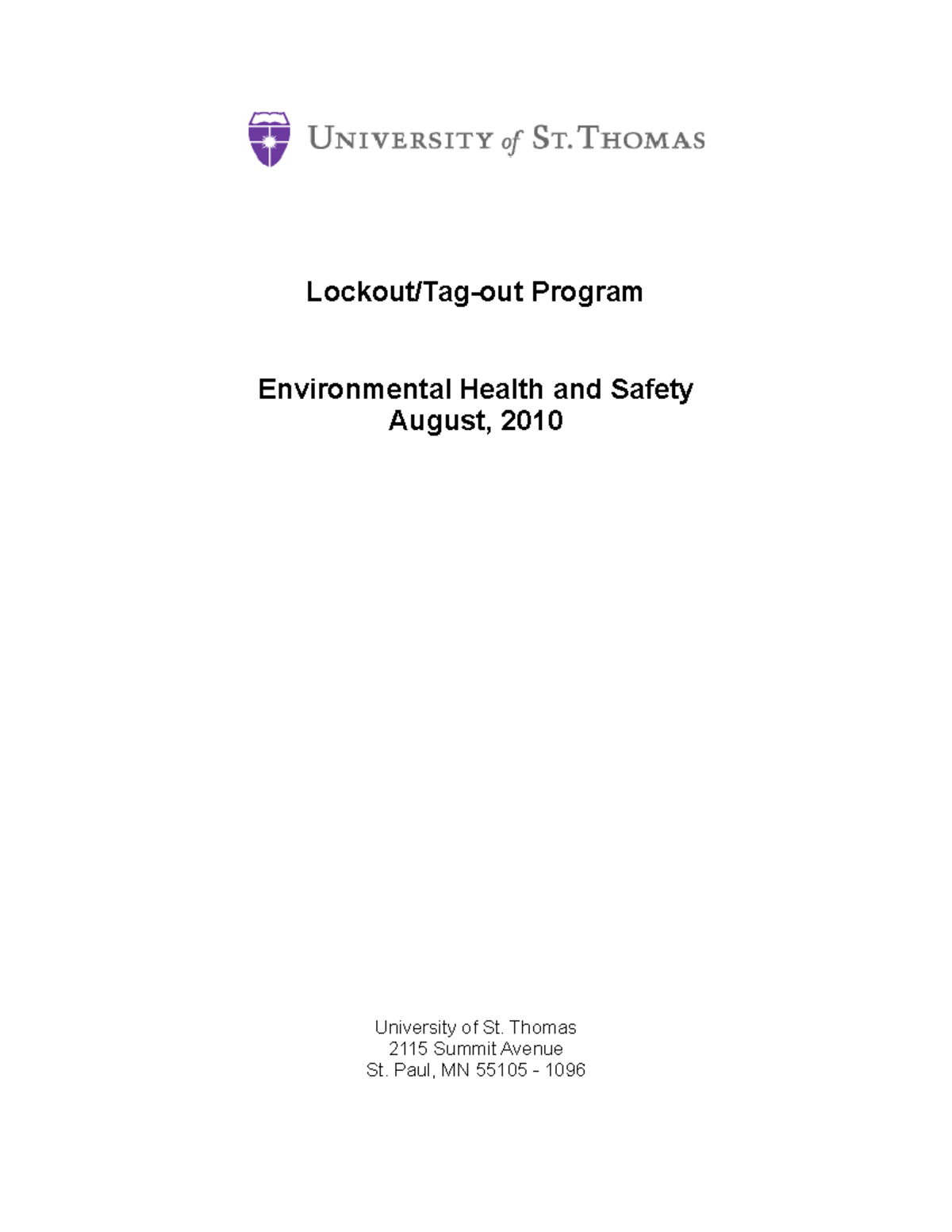 Lockout tagout v 1 - Lockout/Tag-out Program Environmental Health and ...